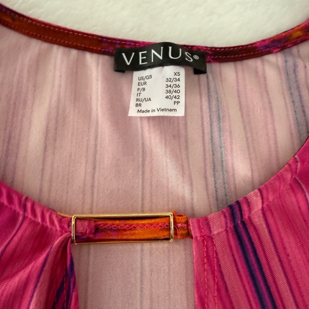 Venus Hot Pink Blue Orange Middle Front Slit Sleeveless Maxi Dress XS - Picture 8 of 8